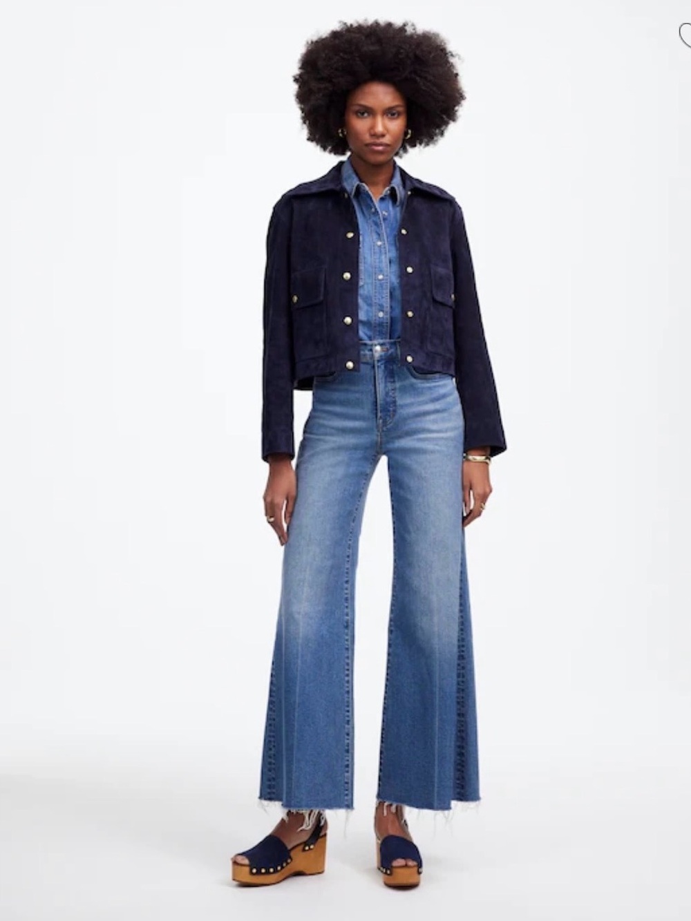 Madewell High-Rise Wide-Leg Jeans in Light to Medium Blue Wash